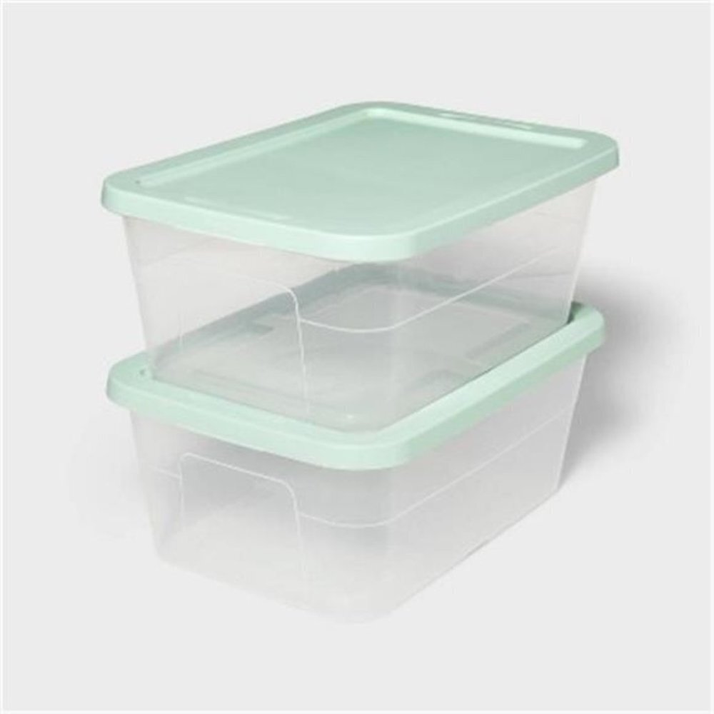 Storage Boxes 16qt Set of 2 Green Organizer